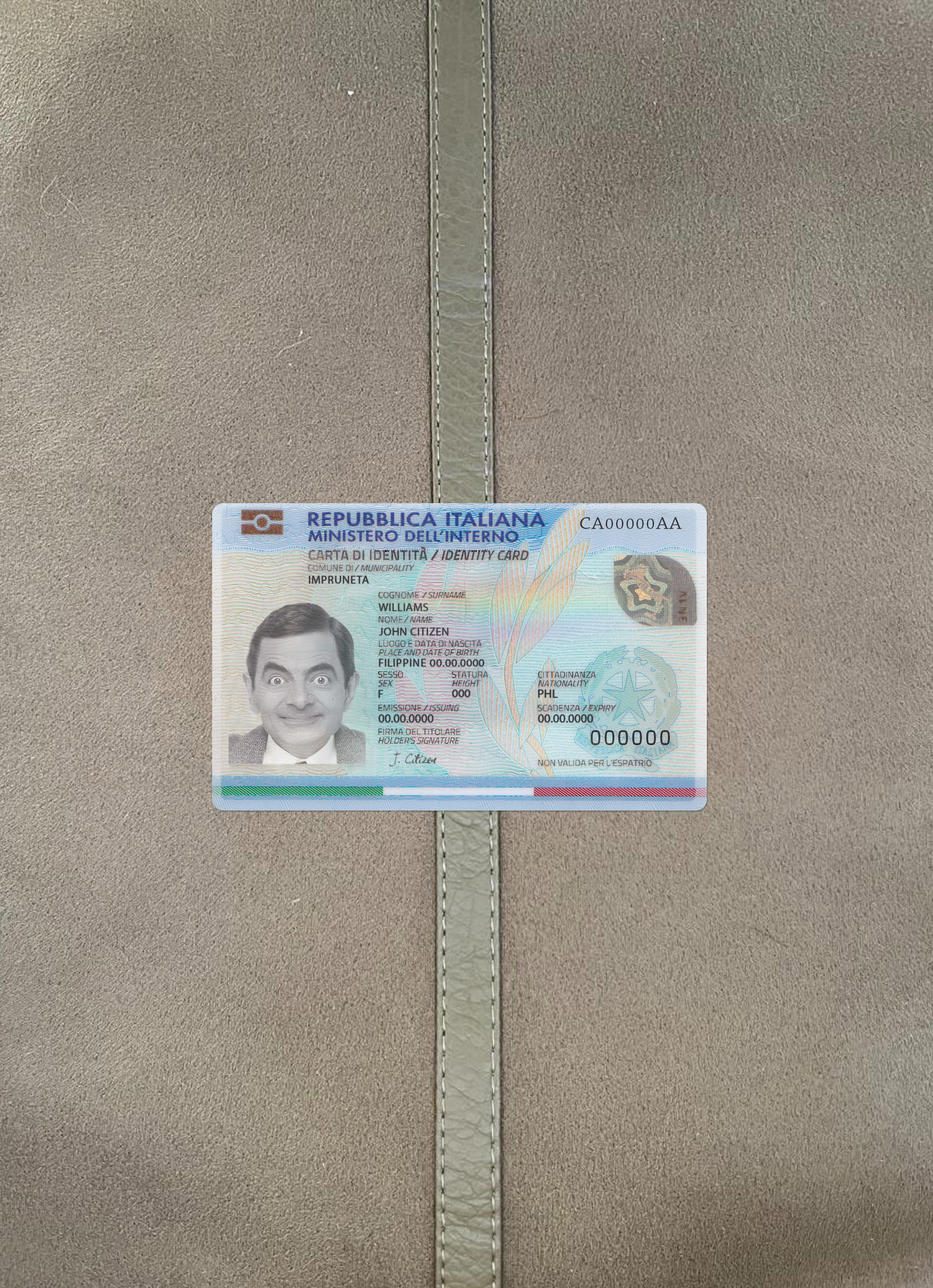 Italy ID (2016 present) card (updated) photolook front PSD template